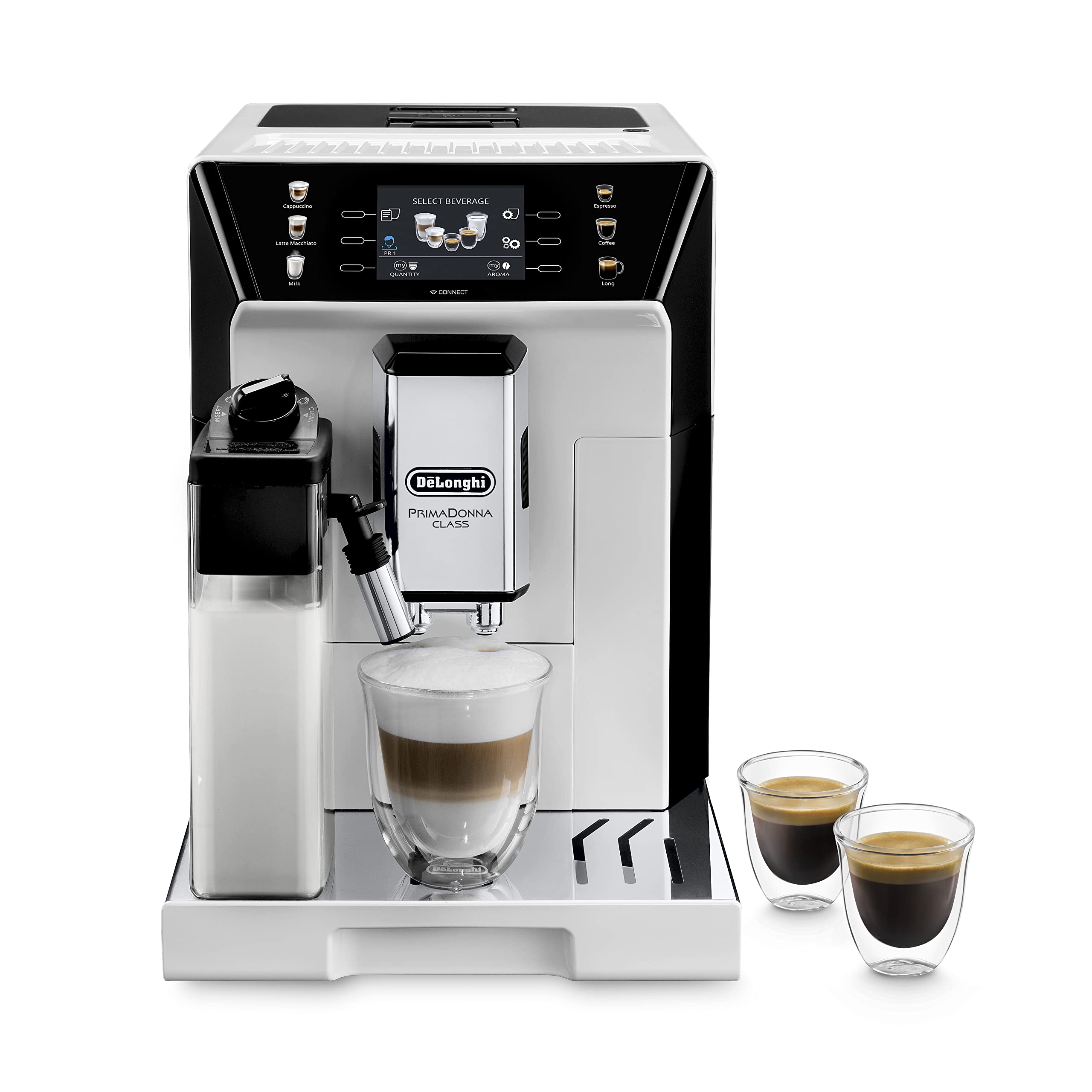 PrimaDonna Class, Cafetière Grain, Machine Expresso et Cappucino, 1450W, 2L, Blanc