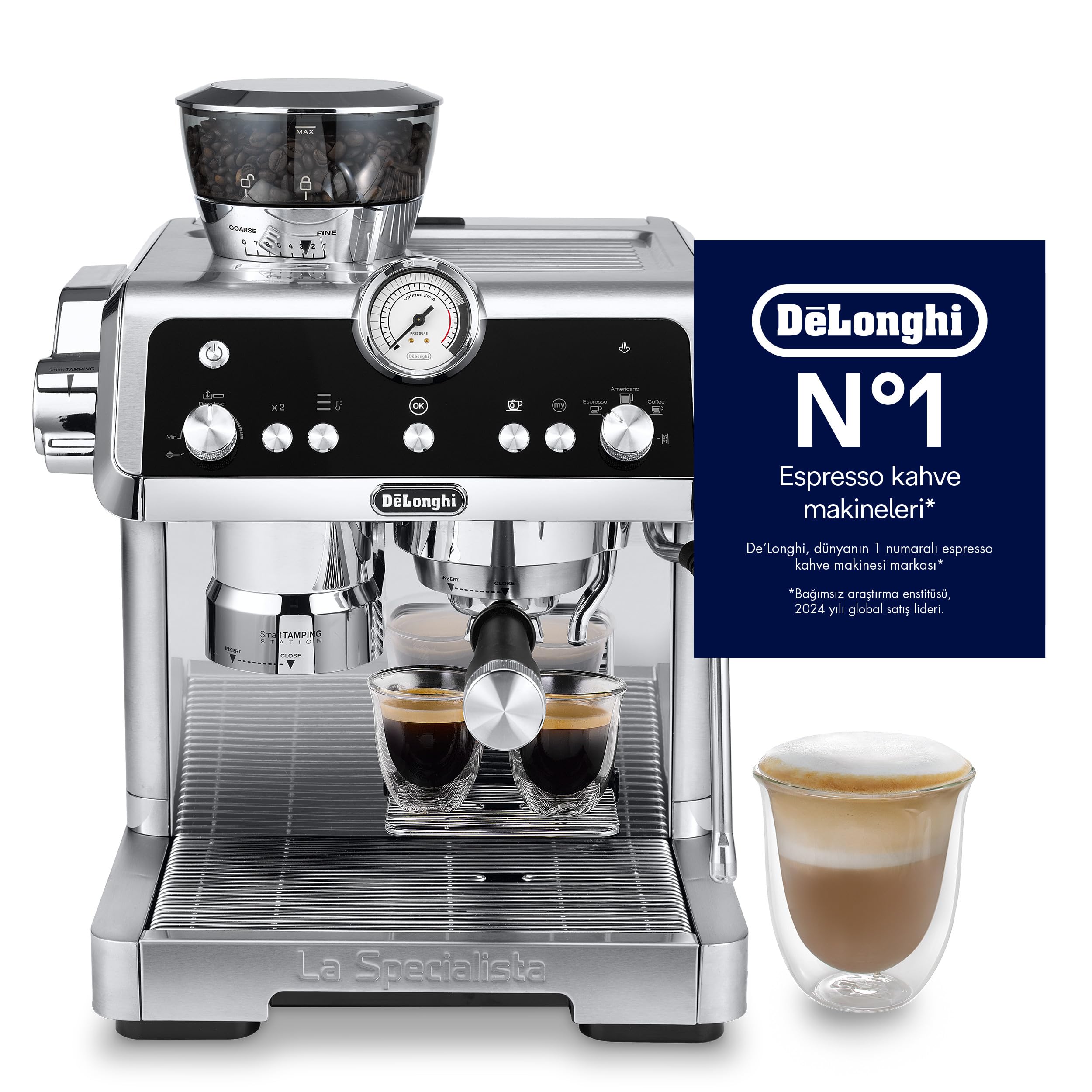 Specialista Prestigio Cafetière, espresso et cappuccino avec pompe, en grains Métallique